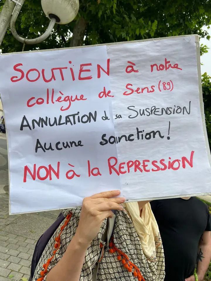Mobilisation pour la réintégration de la collègue suspendue et la fin des massacres à Gaza
